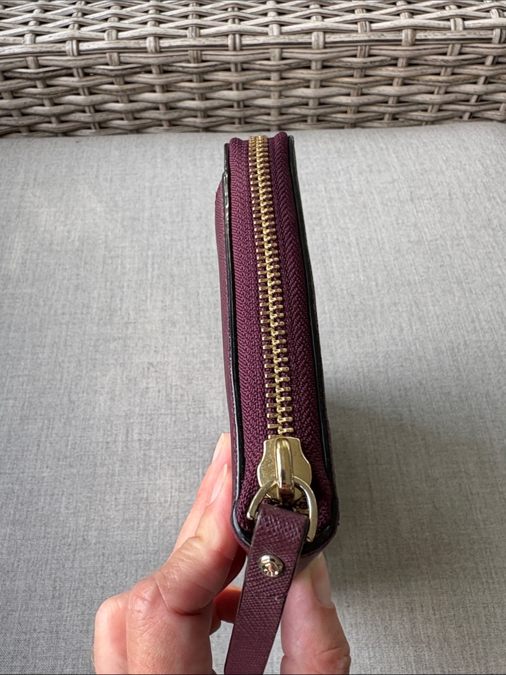 Kate Spade New York Deep Plum (Eggplant) Saffiano Leather Zip Around Wallet - Picture 9 of 9